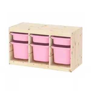 Ящик для хранения с контейнерами TROFAST 3М/3Б розовый Икеа
