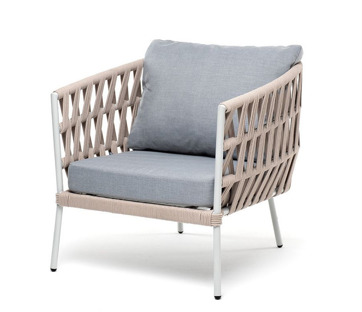 Плетеное кресло Диего из роупа бежевое, ткань светло-серая кресло руководителя ch 868lt серый ткань