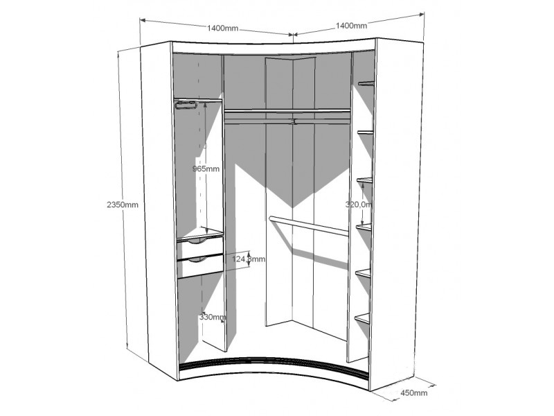Шкаф купе в маленький угол