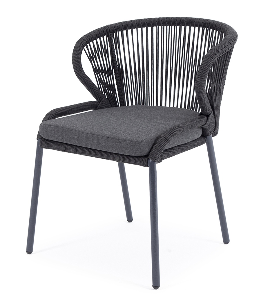 Плетеный стул из роупа Милан темно-серый плетеный стул из роупа женева gray