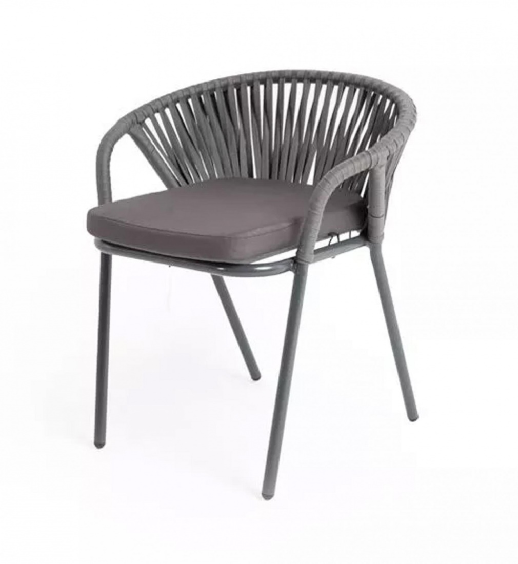 Плетеный стул из роупа Женева Gray плетеный стул из роупа марсель бело серый