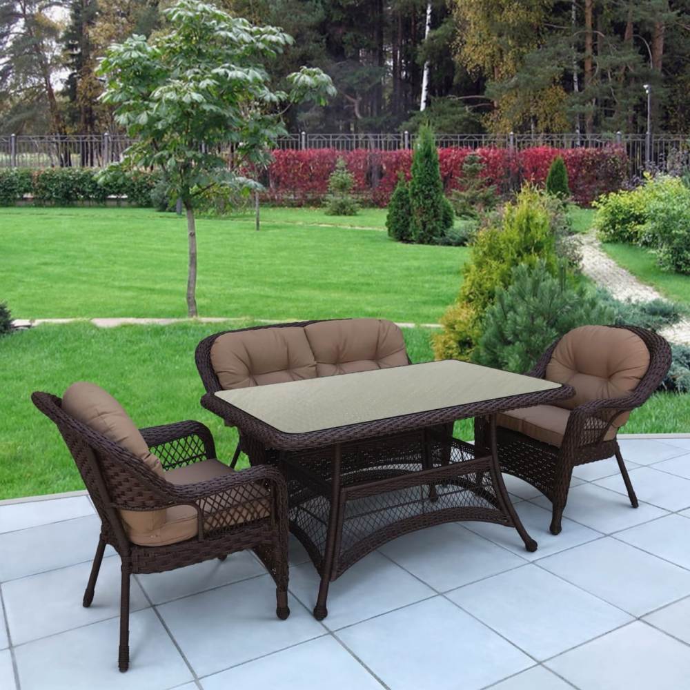 Комплект плетеной мебели T130Br/LV520BB-Brown-Beige Афина афина сб 3327 стол дуб винченца кашемир серый