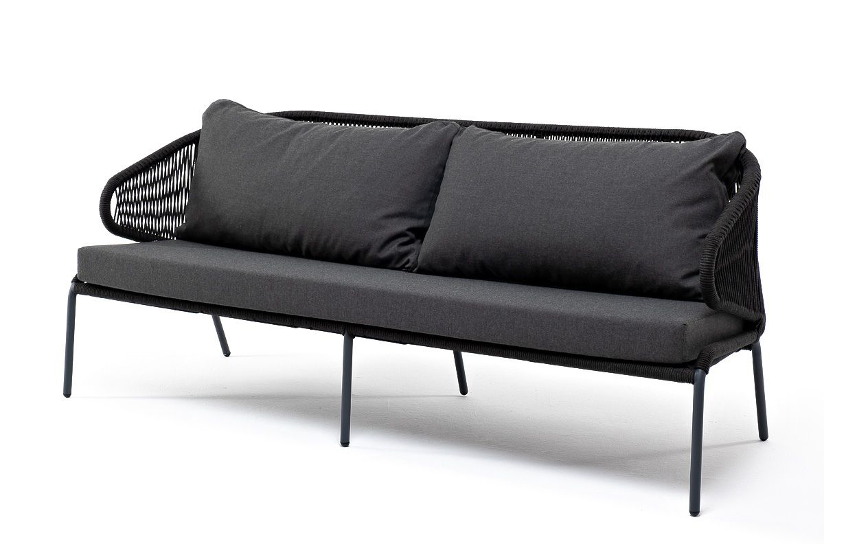 Трехместный диван из роупа Милан темно-серый кресло канны темно серое