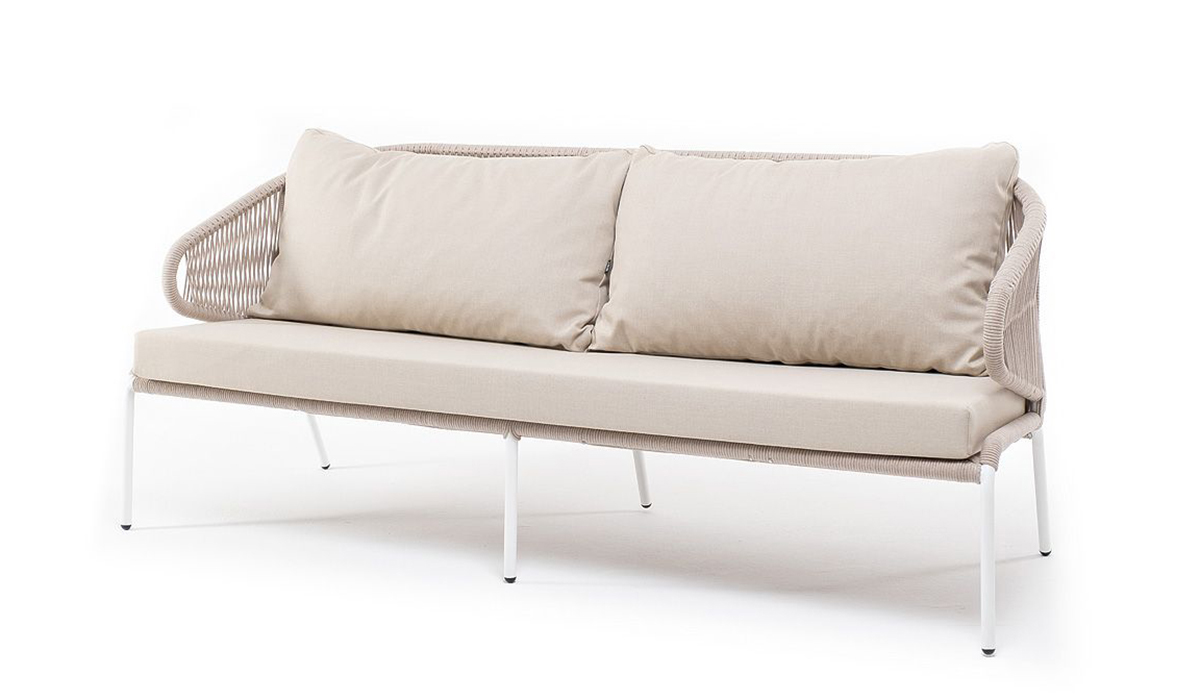 Трехместный диван из роупа Милан бежевый диван кухонный прямой мерлин велюр бежевый