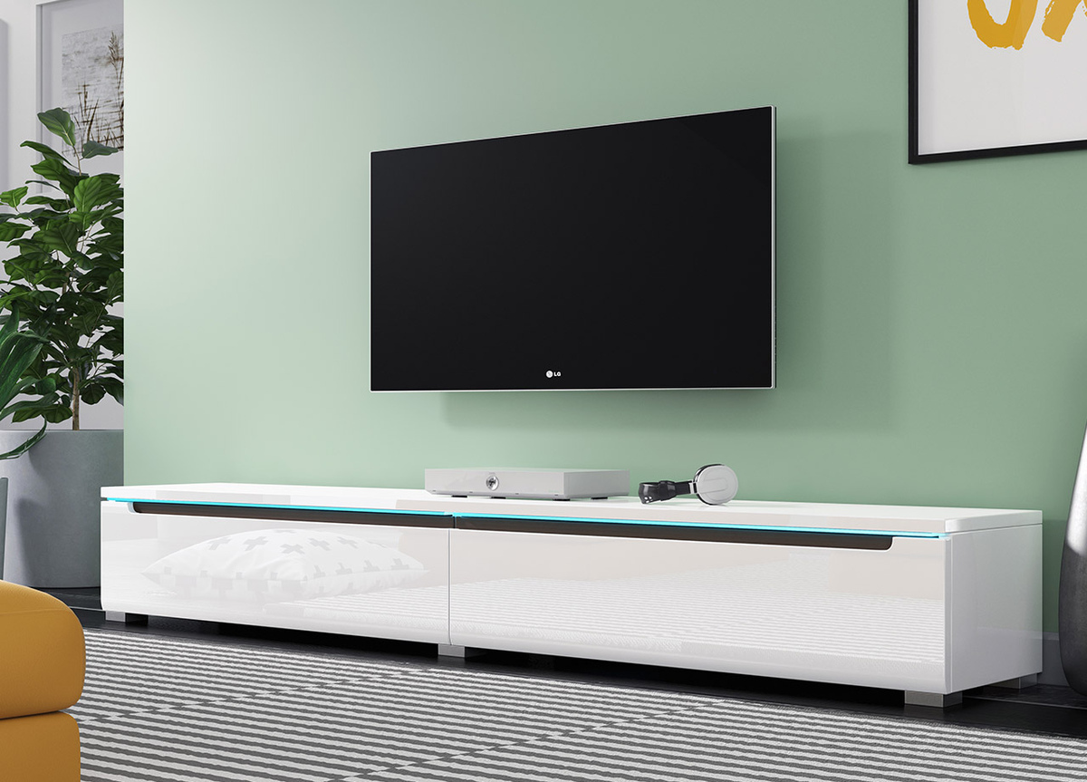 тумба под телевизор в современном стиле длинная белая
