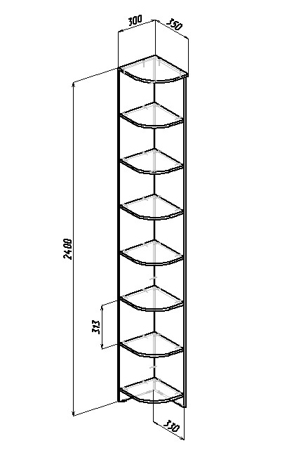 Стеллаж угловой 25х25