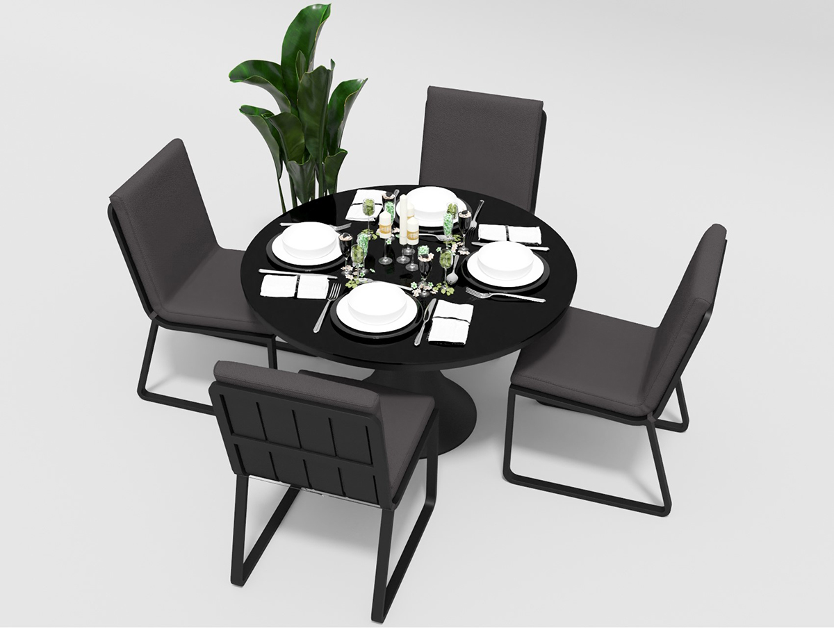 Обеденная группа Voglie Round обеденная группа для столовой и гостиной ривьера 4 стула асти аврора вайт экокожа белый лдсп белый стекло