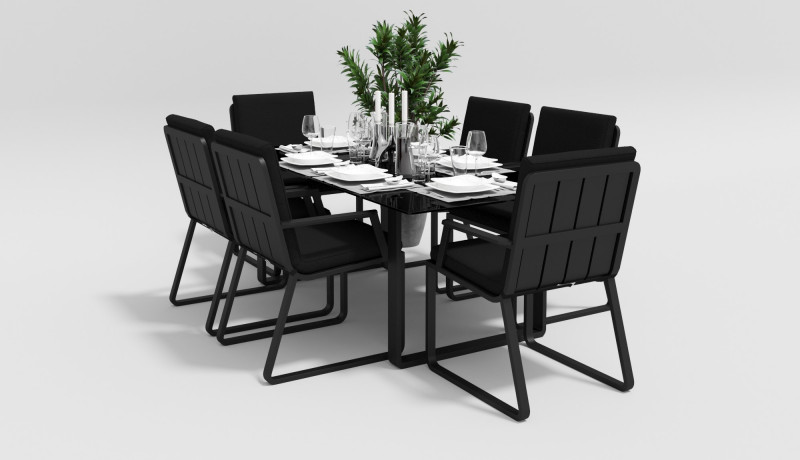 Обеденная группа Voglie 180 черный стол обеденный 6 стульев