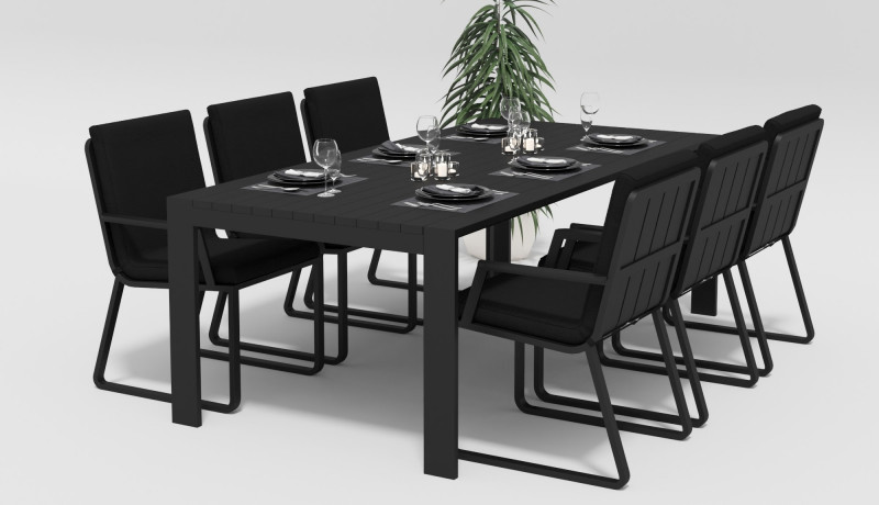 Обеденная группа Malia 220 с подлокотниками черная обеденная группа для столовой и гостиной франц 4 стула грис венге валенсия аполло беж