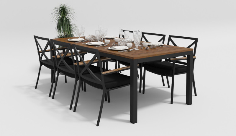 Обеденная группа Bella 200 черная стол обеденный 6 стульев