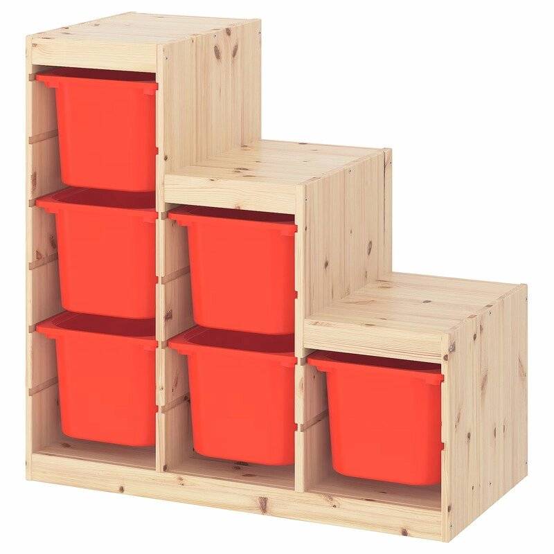 Ящик для хранения с контейнерами TROFAST 6Б красный Икеа корзина для хранения золотистый колос песочный водный гиацинт l
