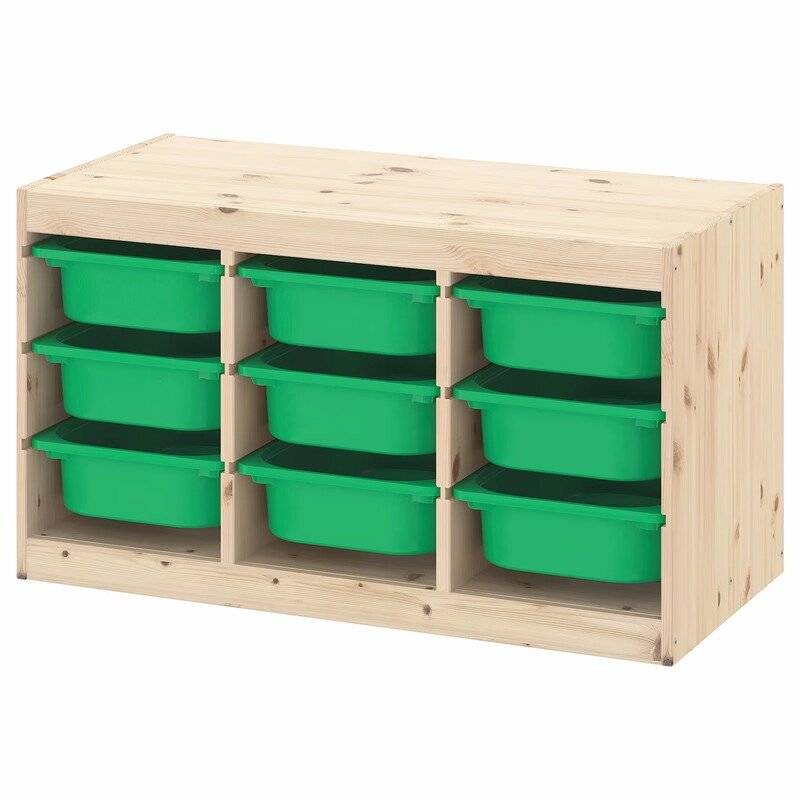 Ящик для хранения с контейнерами TROFAST 9М зеленый Икеа контейнеры для хранения мелочей 4 × 4 × 4 7 см 3 шт