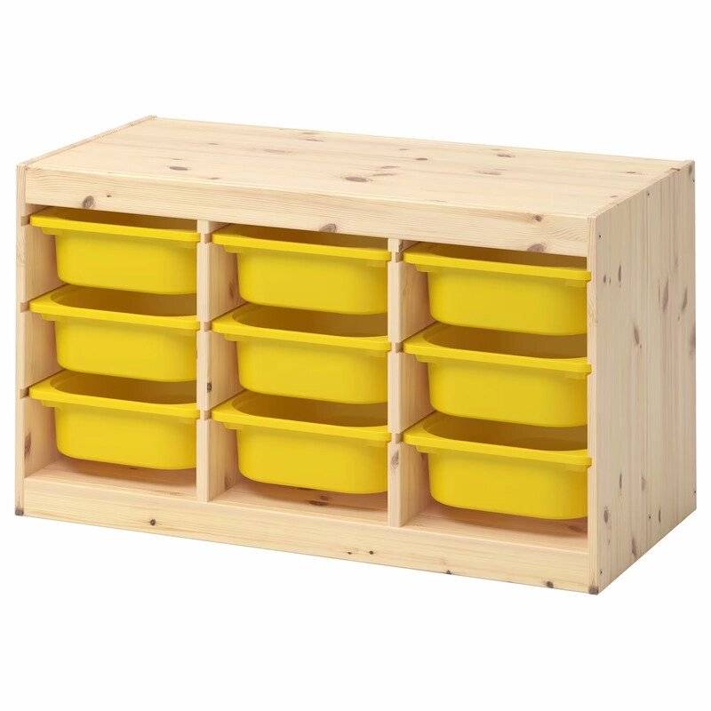 Ящик для хранения с контейнерами TROFAST 9М желтый Икеа коробка для хранения