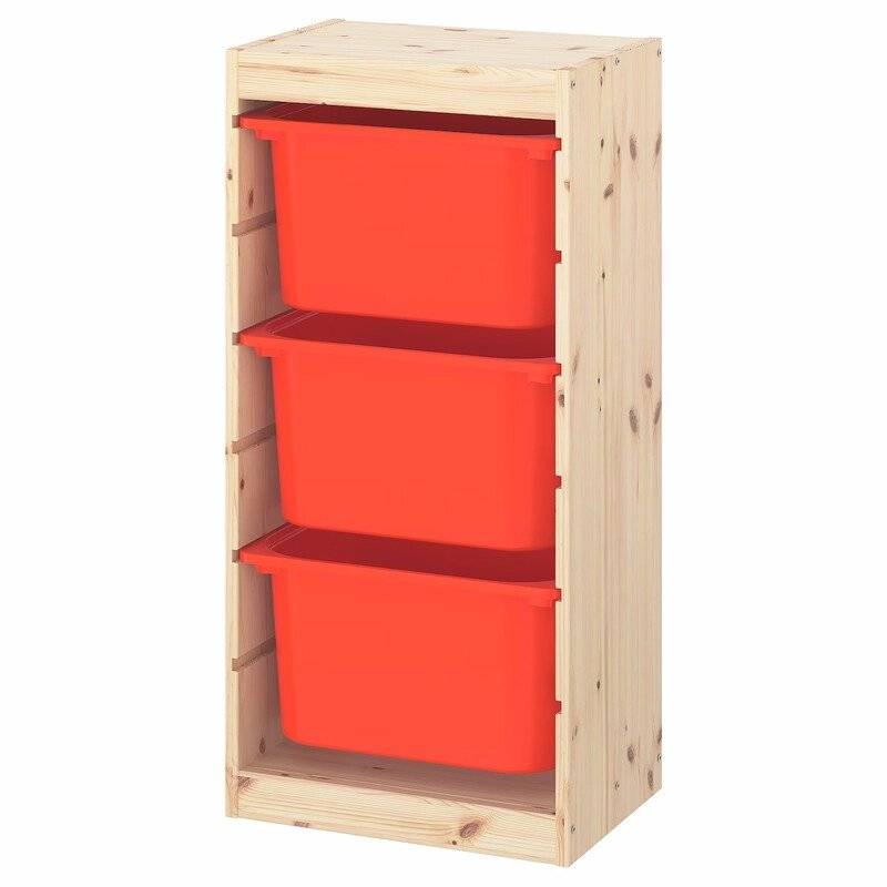 Ящик для хранения с контейнерами TROFAST 3Б красный Икеа корзина для хранения колос серый бумага m
