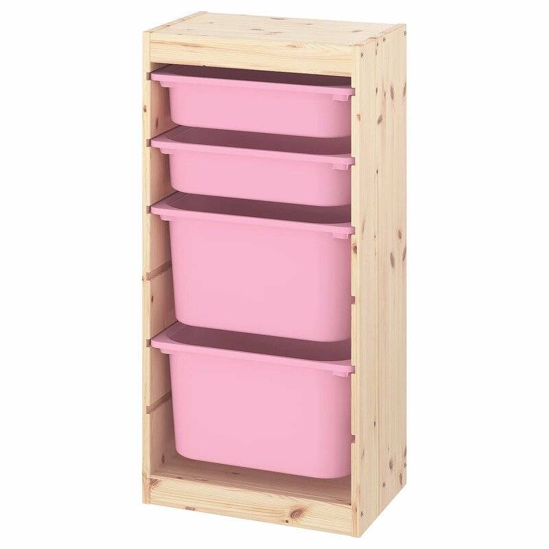 Ящик для хранения с контейнерами TROFAST 2М/2Б розовый Икеа аккумуляторная болгарка xr 125мм 2 акб кейс для хранения