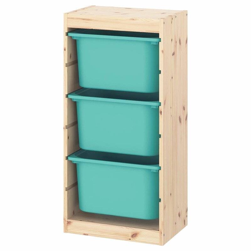 Ящик для хранения с контейнерами TROFAST 3Б бирюзовый Икеа емкость для хранения стеклянная lavander
