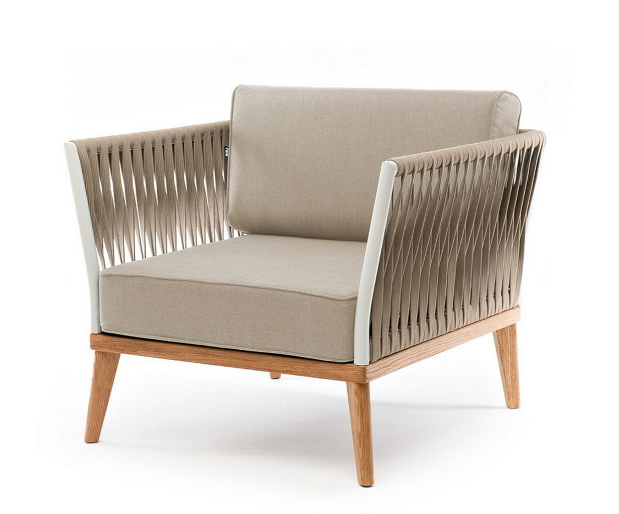 Плетеное кресло Касабланка из роупа серо-коричневое, бежевый диван п образный честер микровельвет коричневый бежевый