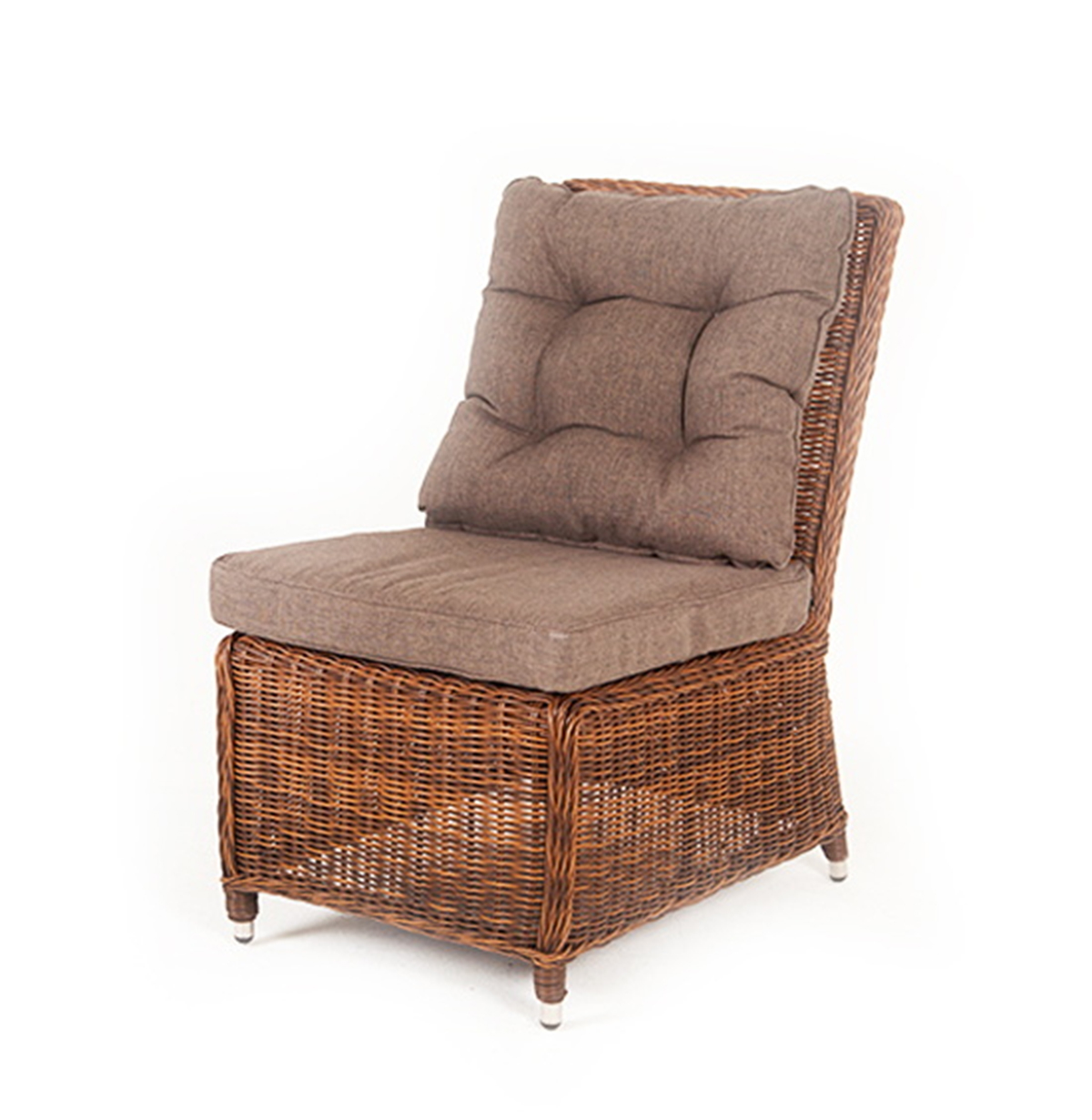 Плетеный центральный модуль дивана Бергамо Brown плетеный стул из роупа диего серо коричневый